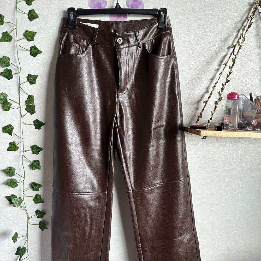 Stradivarius brown leather trousers Size US 2